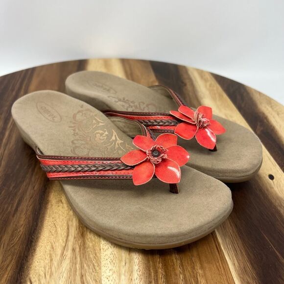 Aetrex Women’s Size 9 Selena Coral Flower Flip Flop Thong SE308W - Picture 3 of 10